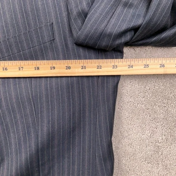 Stafford Executive Suit Mens 44L 36W 30L Navy Pinstripe 2 Button Office Wool